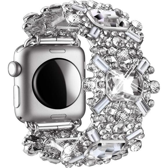 Bling Bands Compatible with Apple Watch Band, Diamond Rhinestone Metal Wristband - Picture 3 of 8